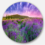 Summer Lavender Field in Tihany' Landscape Metal Circle Wall Art