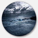 Sochi Sea Storm in Blue' Landscape Metal Circle Wall Art