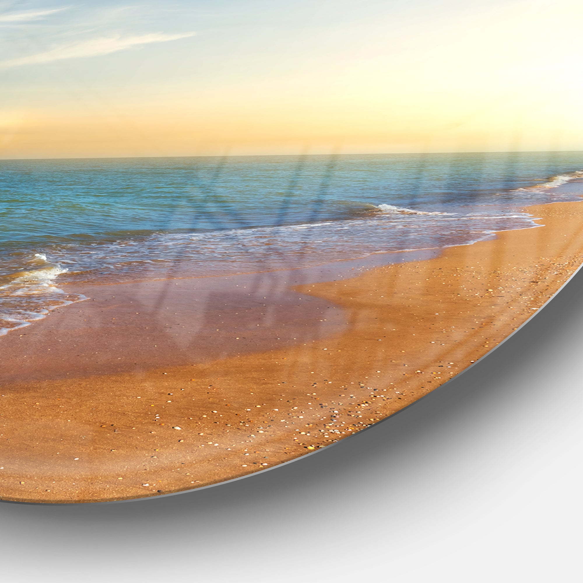 Quiet Evening Blue Beach' Large Seashore Metal Circle Wall Art