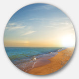 Quiet Evening Blue Beach' Large Seashore Metal Circle Wall Art