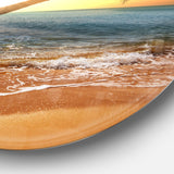 Beautiful Sunset on Tropical Beach' Large Seashore Metal Circle Wall Art