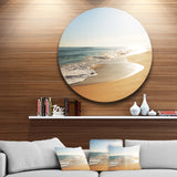 Wide Seashore with Crystal Waters' Beach Metal Circle Wall Art
