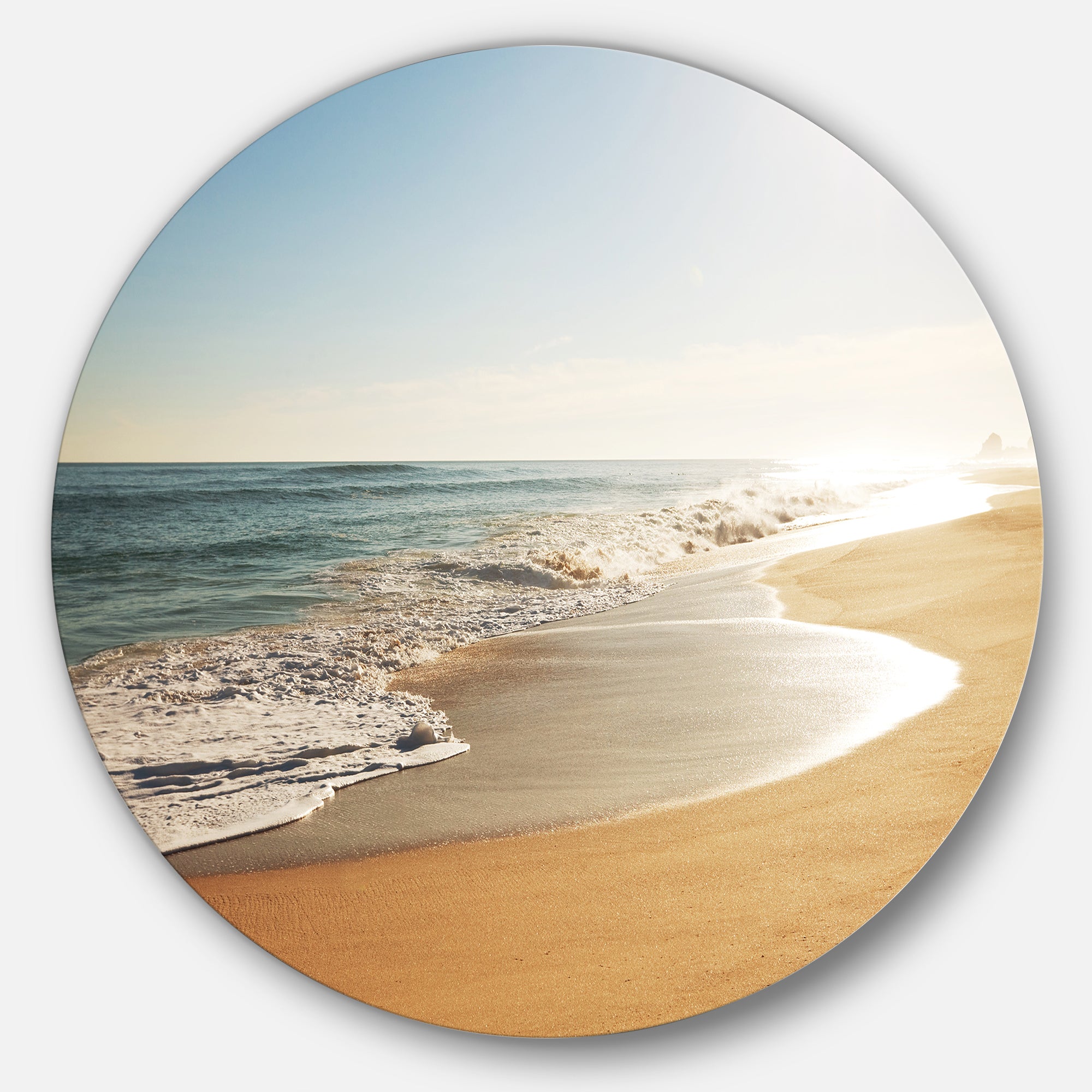 Wide Seashore with Crystal Waters' Beach Metal Circle Wall Art