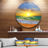 Dramatic Seashore Sky in Yellow' Beach Metal Circle Wall Art