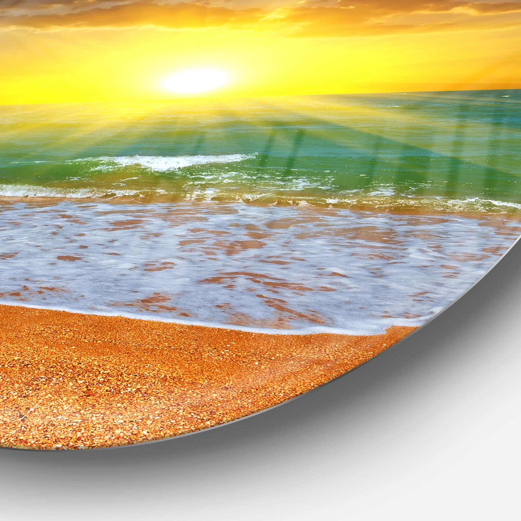 Dramatic Seashore Sky in Yellow' Beach Metal Circle Wall Art