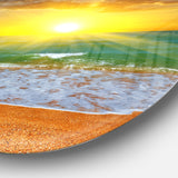 Dramatic Seashore Sky in Yellow' Beach Metal Circle Wall Art