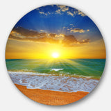 Dramatic Seashore Sky in Yellow' Beach Metal Circle Wall Art