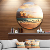 Fast Moving Dark Clouds Over Beach' Beach Metal Circle Wall Art