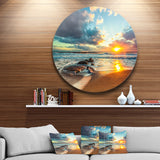 Beautiful Cloudscape over the Sea' Beach Metal Circle Wall Art