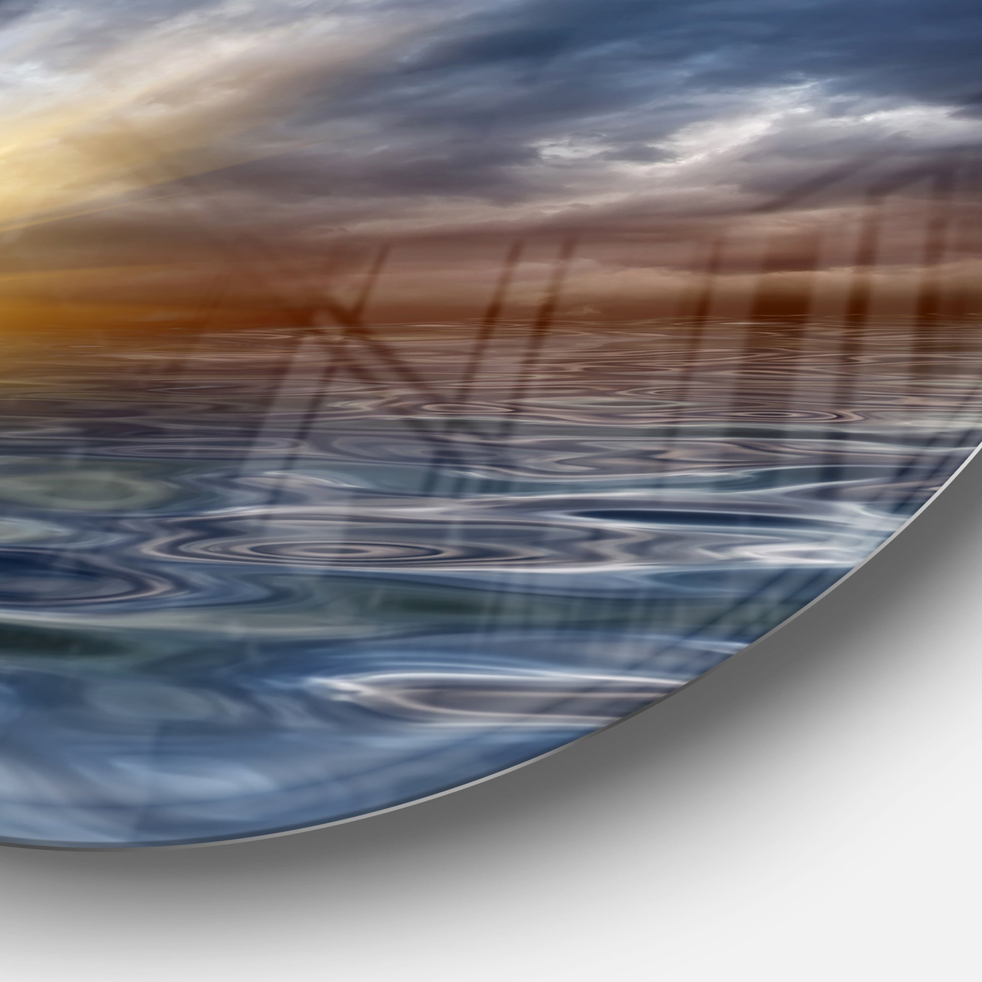 Incredible View of Typical Sunrise' Seascape Metal Circle Wall Art