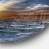 Incredible View of Typical Sunrise' Seascape Metal Circle Wall Art