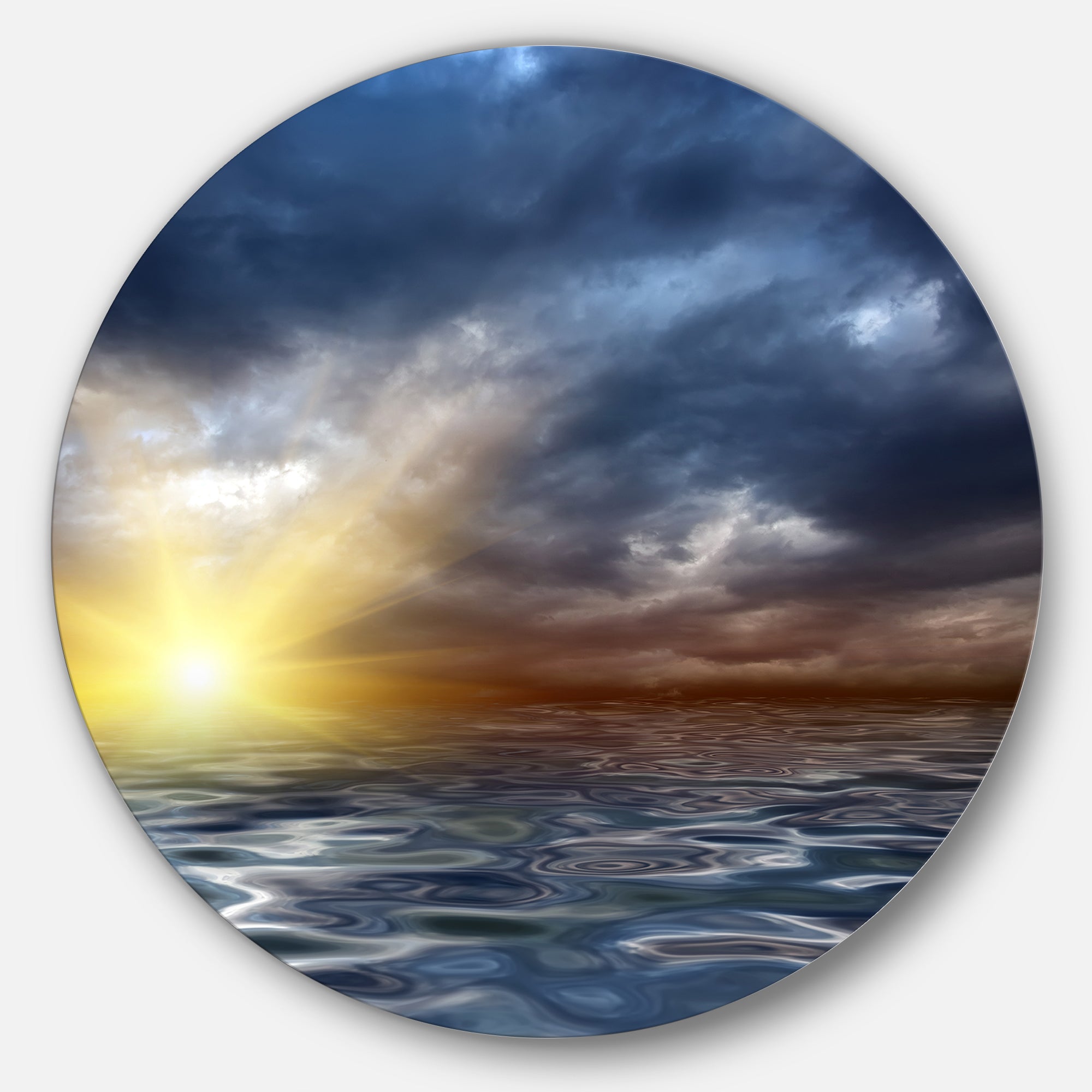 Incredible View of Typical Sunrise' Seascape Metal Circle Wall Art