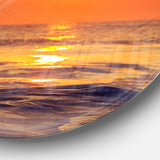 Orange Sunrise and Glittering Waters' Seascape Metal Circle Wall Art
