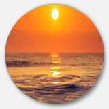 Orange Sunrise and Glittering Waters' Seascape Metal Circle Wall Art