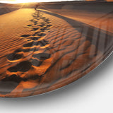 Hiking Path in Desert at Sunset' Landscape Metal Circle Wall Art