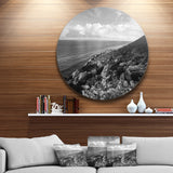 Sunrise over Sicily Black and White' Beach Photo Metal Circle Wall Art
