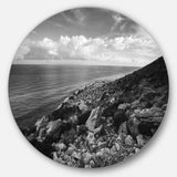 Sunrise over Sicily Black and White' Beach Photo Metal Circle Wall Art