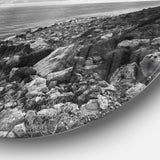 Sunrise over Sicily Black and White' Beach Photo Metal Circle Wall Art