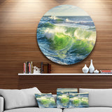 Sunrise and Shining Waves in Ocean' Beach Photo Metal Circle Wall Art