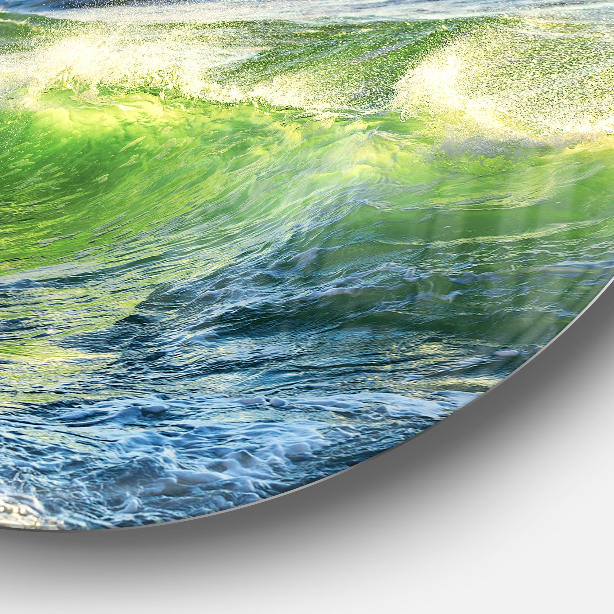 Sunrise and Shining Waves in Ocean' Beach Photo Metal Circle Wall Art