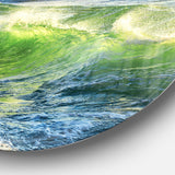 Sunrise and Shining Waves in Ocean' Beach Photo Metal Circle Wall Art