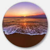 Orange Tinged Sea Waters at Sunset' Beach Photo Metal Circle Wall Art