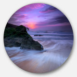 Slow Motion Waves on Winch Beach' Seashore Metal Circle Wall Art