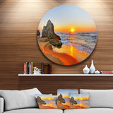 Beautiful Sunrise by Beach in Tathra' Seashore Metal Circle Wall Art