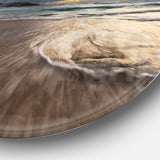 Morning with Playful Surf and Pleasant Sky' Seashore Metal Circle Wall Art