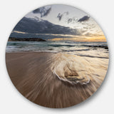 Morning with Playful Surf and Pleasant Sky' Seashore Metal Circle Wall Art