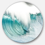 Massive Blue Waves Breaking Beach' Seashore Metal Circle Wall Art