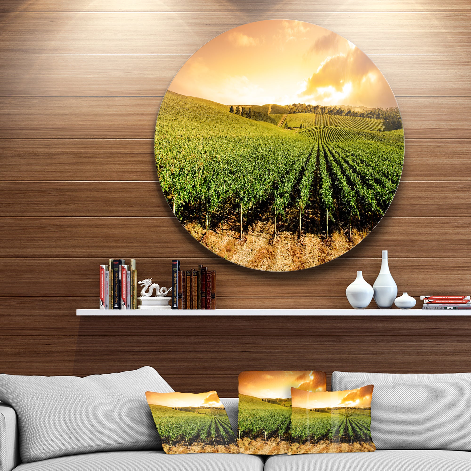 Sunset Vineyard Panorama' Extra Large Wall Art Landscape
