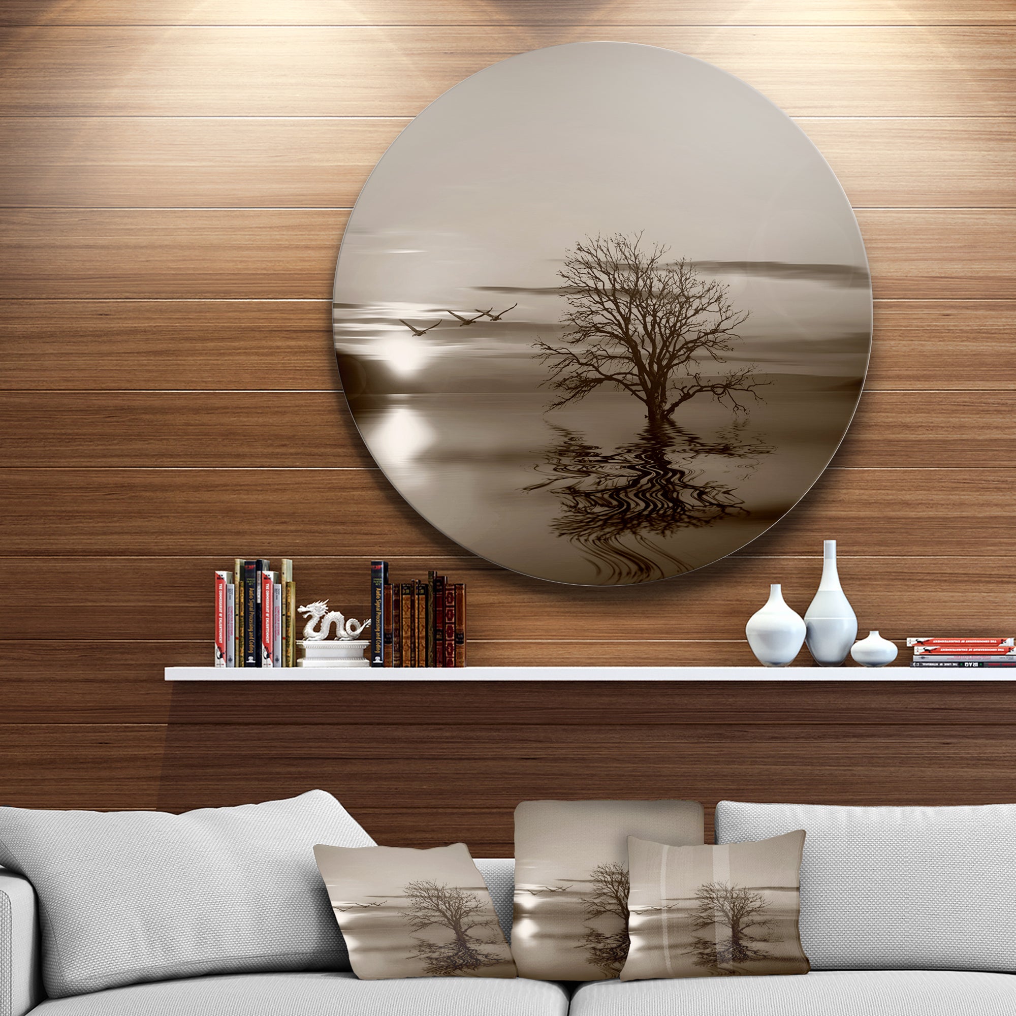 Flying Birds and Lonely Tree' Extra Large Wall Art Landscape
