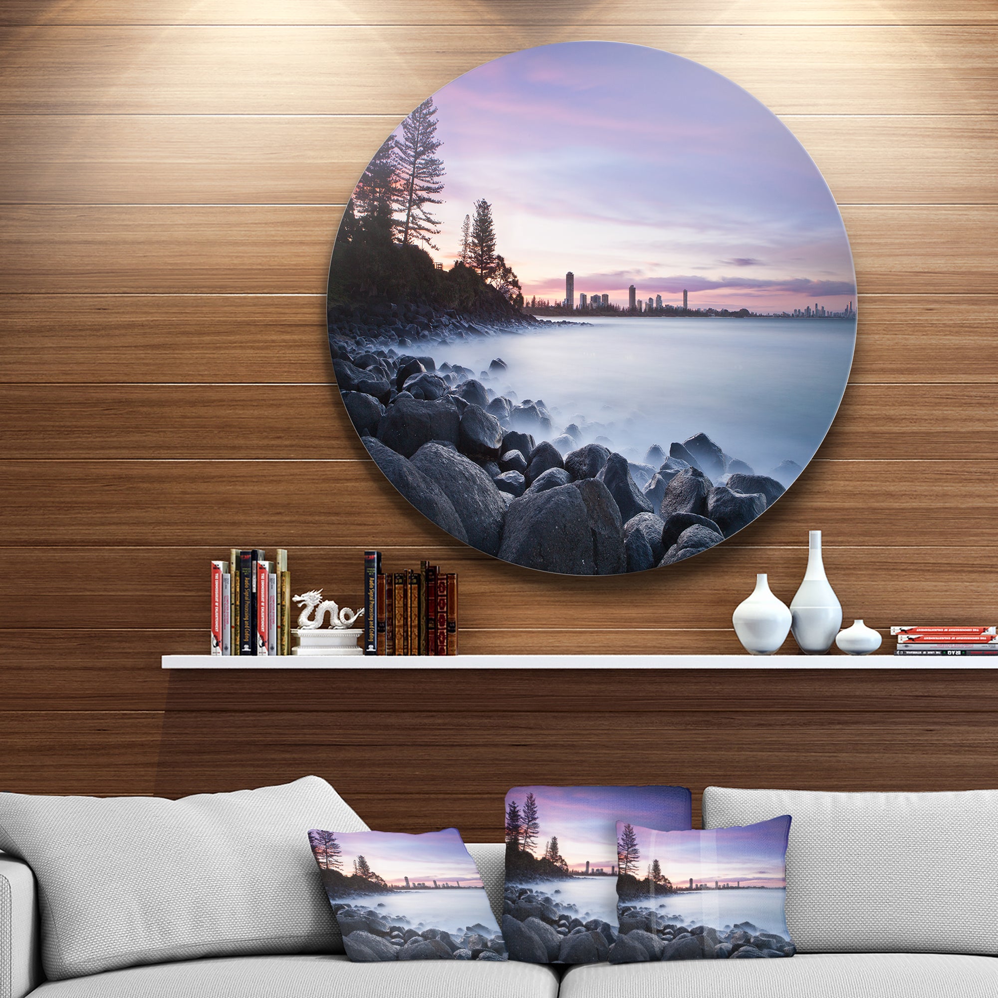 Rocky Burleigh Point in Blue' Extra Large Seascape Metal Wall Decor