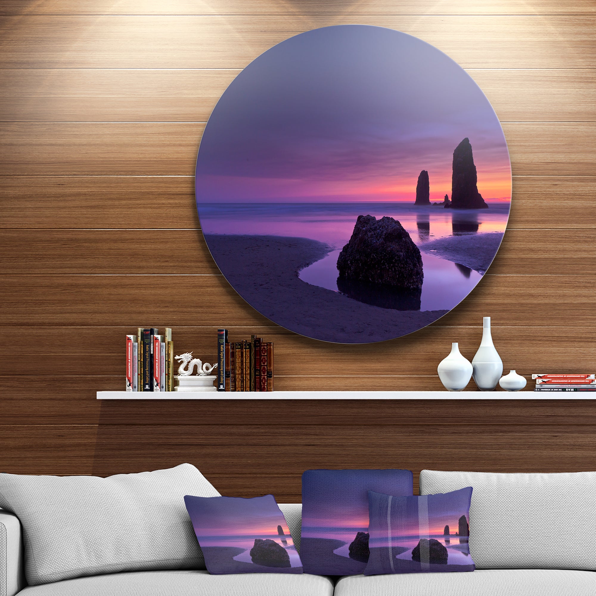 Purple Haystack Rock' Extra Large Seascape Metal Wall Decor