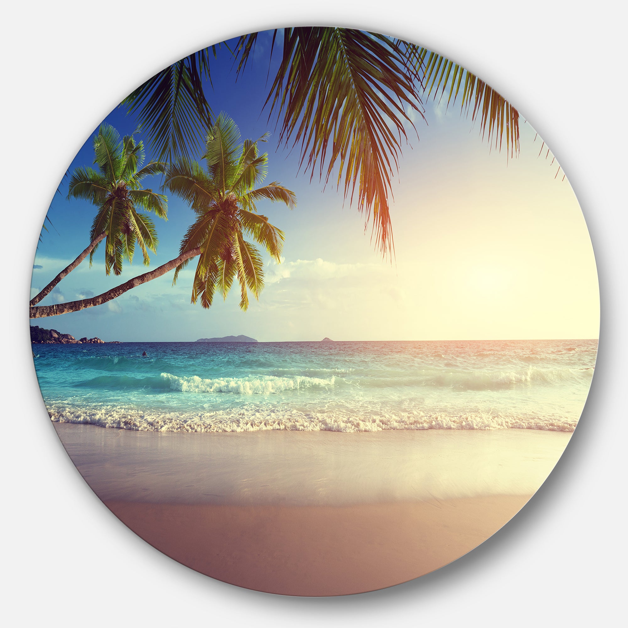 Typical Sunset on Seychelles Beach' Extra Large Seascape Metal Wall Decor