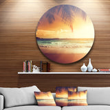 Palm Leaves on Caribbean Seashore' Seashore Metal Circle Wall Art