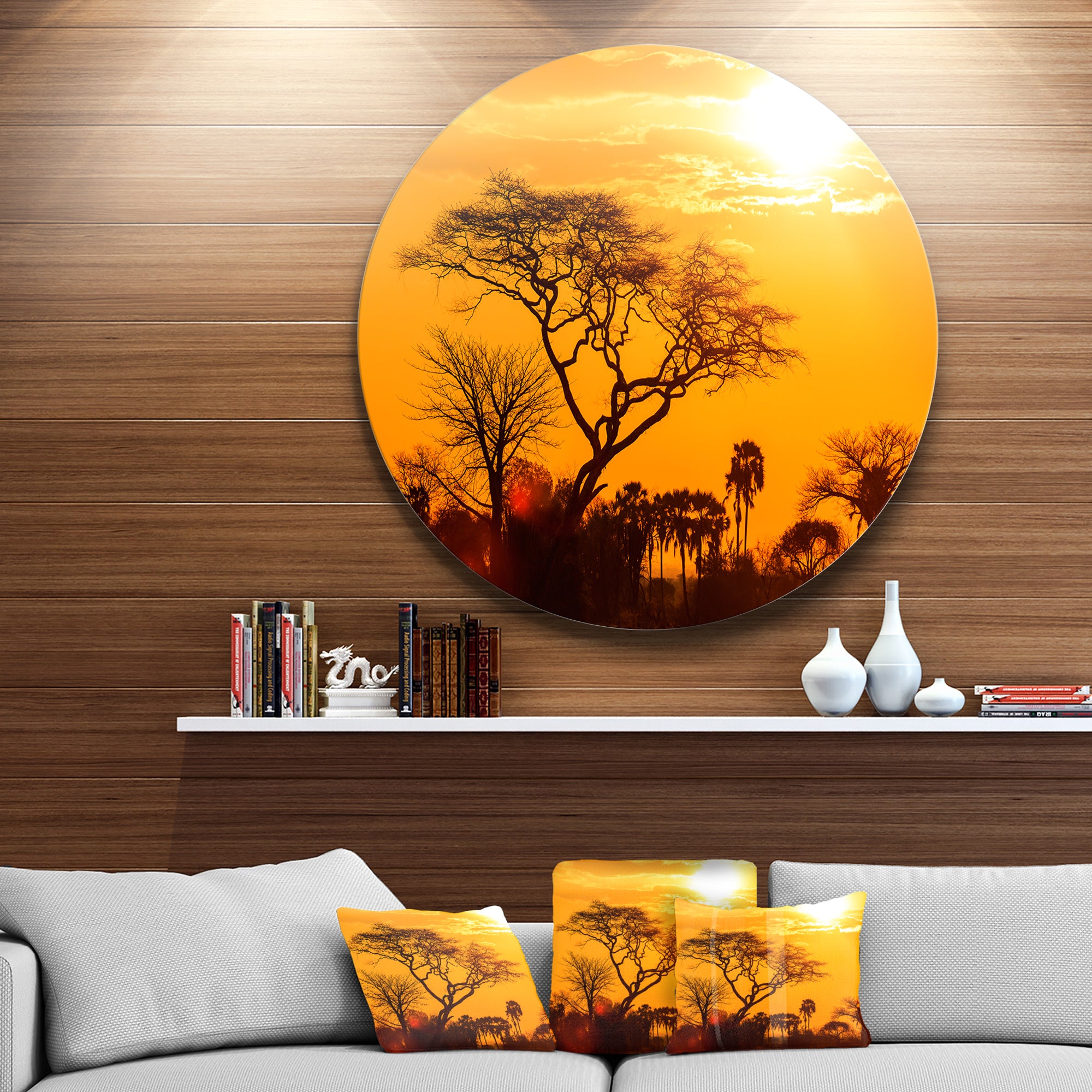 Orange Glow of African Sunset' Extra Large Wall Art Landscape
