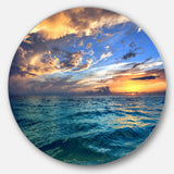 Exotic Tropical Beach at Sunset' Seashore Metal Circle Wall Art