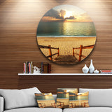 Boardwalk Stair into Sandy Beach' Bridge Metal Circle Wall Art