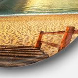 Boardwalk Stair into Sandy Beach' Bridge Metal Circle Wall Art