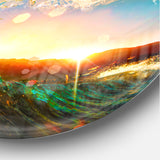 Colored Ocean Waves Falling Down' Seashore Metal Circle Wall Art
