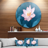 Blooming Pink Lotus Flower' Oversized Beach Metal Circle Wall Art