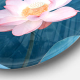 Blooming Pink Lotus Flower' Oversized Beach Metal Circle Wall Art