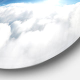 Blue Sky and Sun over Clouds' Contemporary Landscape Metal Circle Wall Art