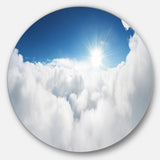 Blue Sky and Sun over Clouds' Contemporary Landscape Metal Circle Wall Art