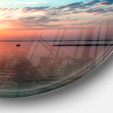 Dramatic Sunset Cloudy Sky' Oversized Beach Metal Circle Wall Art