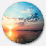 Dramatic Sunset Cloudy Sky' Oversized Beach Metal Circle Wall Art