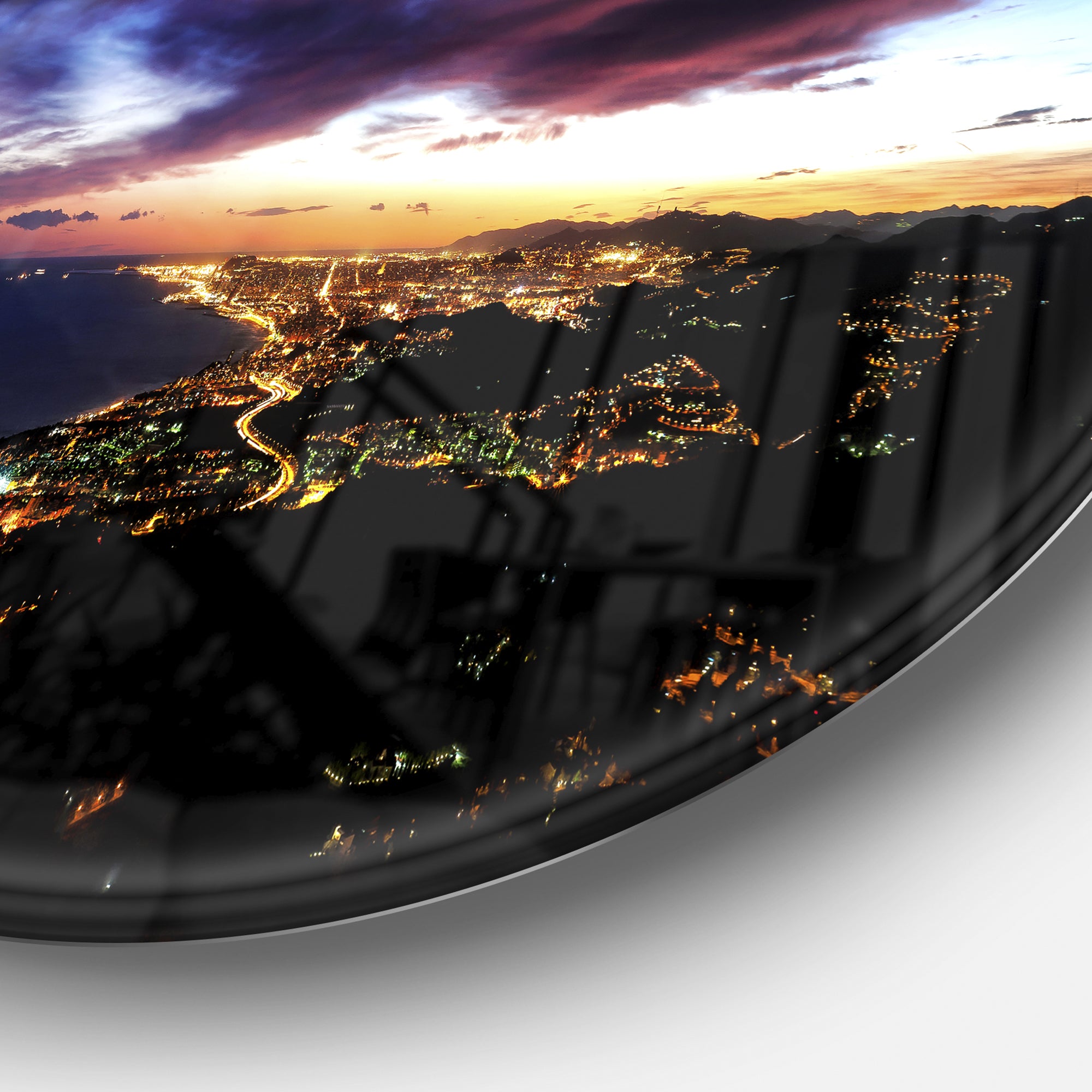 Barcelona Skyline Panorama' Cityscape Metal Circle Wall Art