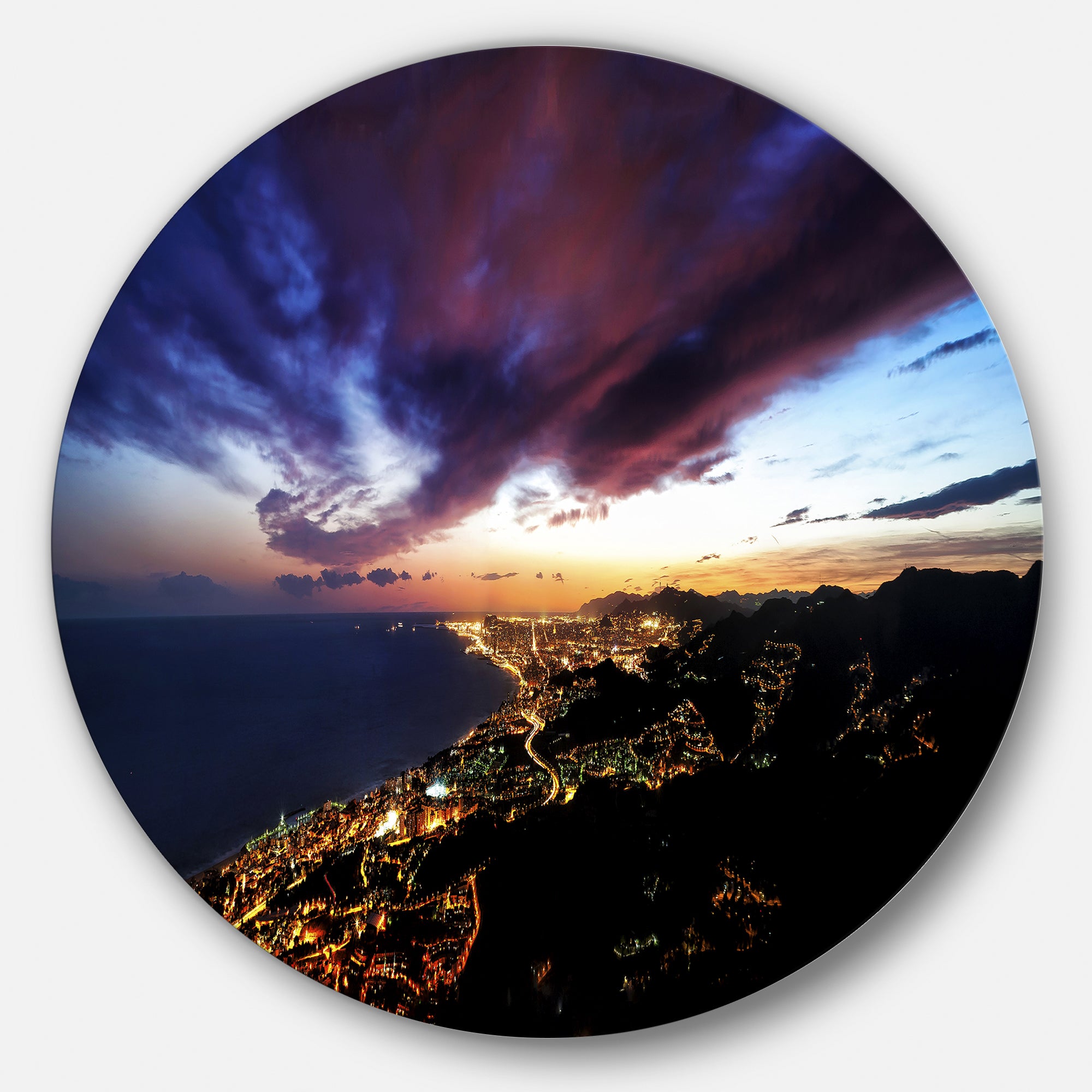 Barcelona Skyline Panorama' Cityscape Metal Circle Wall Art